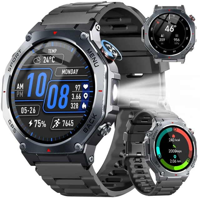 Main image of Military Smart Watch for Men with Dual-Band GPS, 5ATM Waterproof, 1.43" AMOLED Fitness Watch with Bluetooth Call, Heart Rate Blood Oxygen Sleep Monitor, 160+ Sport Smartwatch for Android iOS