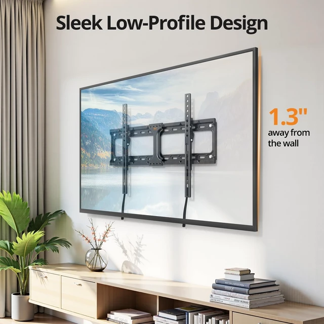 Alt view image 2 of 7 - Fixed TV Wall Mount for 37-90 Inch TVs,Low Profile Flat TV Mount Bracket with Max VESA 600x400mm,132 lbs Capacity, Universal Television Wall Mounts for Most 65, 75, 85 Inch Screens