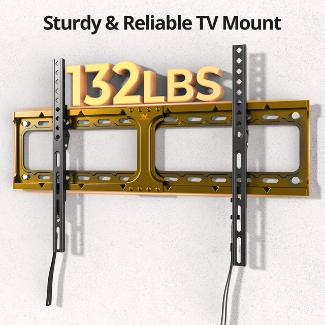 Alt view image 3 of 7 - Fixed TV Wall Mount for 37-90 Inch TVs,Low Profile Flat TV Mount Bracket with Max VESA 600x400mm,132 lbs Capacity, Universal Television Wall Mounts for Most 65, 75, 85 Inch Screens
