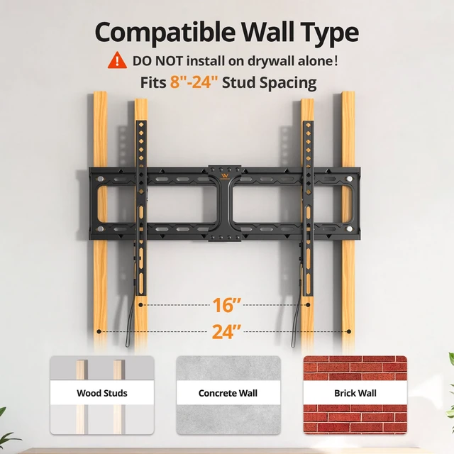 Alt view image 4 of 7 - Fixed TV Wall Mount for 37-90 Inch TVs,Low Profile Flat TV Mount Bracket with Max VESA 600x400mm,132 lbs Capacity, Universal Television Wall Mounts for Most 65, 75, 85 Inch Screens