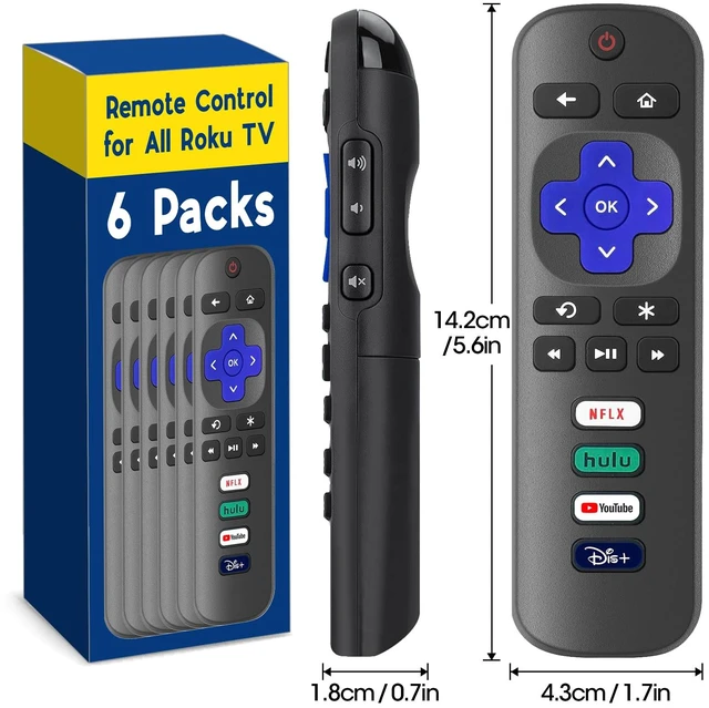 Alt view image 6 of 7 - 6 Pack Replacement Remote Control Only for Roku TV, Compatible for TCL Roku/Hisense Roku/Sharp/Philips/Onn Roku Smart TV(Not for Roku Stick and Box)