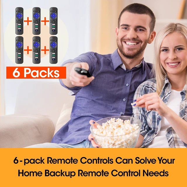 Alt view image 7 of 7 - 6 Pack Replacement Remote Control Only for Roku TV, Compatible for TCL Roku/Hisense Roku/Sharp/Philips/Onn Roku Smart TV(Not for Roku Stick and Box)