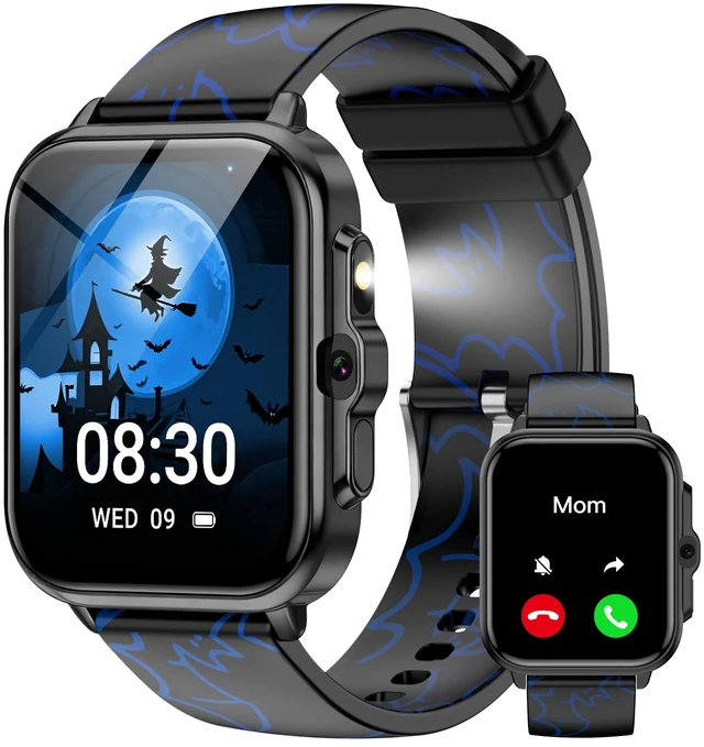Main image of Smart Watch for Kids Boys Age 5-12, Ai Functions Games HD Touch Screen Watches with Video Camera Music Player Pedometer Heart Rate Sleep Tracker Christmas Birthday Gifts for Boys (Black, 1.85")
