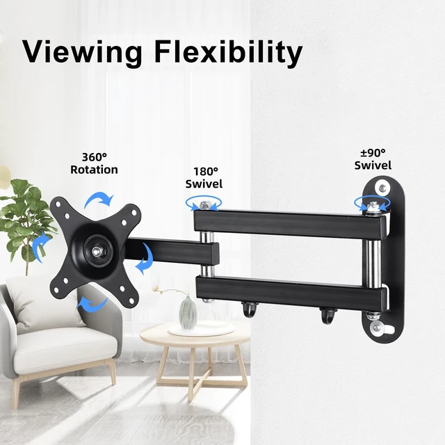 Alt view image 7 of 7 - TV Wall Mount Swivel Tilt Rotation Full Motion Adjustable Articulating for Most 15-32 inch LED, LCD Monitor Wall Mount VESA 75,100, 2 Packs (MA2720-2)