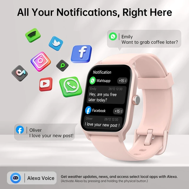 Alt view image 3 of 7 - Smart Watch for Men & Women, 46mm HD Large Screen Fitness Tracker for iPhone/Android/Samsung, Answer & Make Call, Alexa Built-in, 101+ Sport Modes, Sleep/Heart Rate Monitor, 7-10 Day Battery