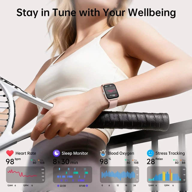 Alt view image 5 of 7 - Smart Watch for Men & Women, 46mm HD Large Screen Fitness Tracker for iPhone/Android/Samsung, Answer & Make Call, Alexa Built-in, 101+ Sport Modes, Sleep/Heart Rate Monitor, 7-10 Day Battery