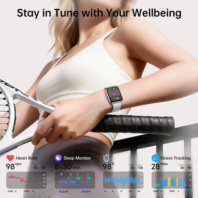Alt view image 5 of 7 - Smart Watch for Men & Women, 46mm HD Big Screen Fitness Tracker for iPhone/Android/Samsung, Answer & Make Call, Alexa Built-in, 101+ Sport Modes, Sleep/Heart Rate Monitor, 7-10 Day Battery
