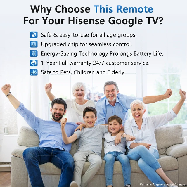 Alt view image 4 of 7 - for Hisense Google TV Remote Control Replacement 2-Pack Universal for Hisense U6 U7 U8 Mini-LED 4K UHD Smart Google TVs No Programming Required