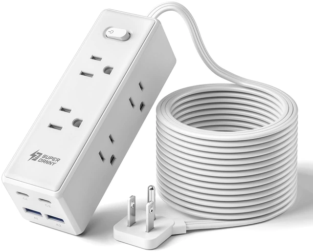 Main image of 10 Ft Extension Cord with Multiple Outlets, Long Extension with 6 Outlets 4 USB Ports(2 USB C), Flat Plug Surge Protector Power Strip for Home, Office Supplies, Dorm Essentials