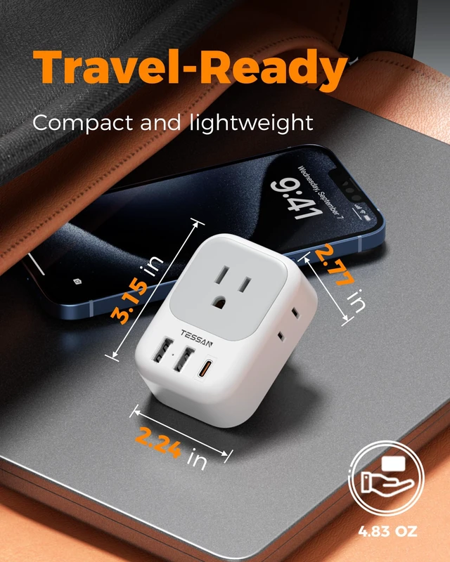 Alt view image 5 of 7 - South Africa Type M Power Adapter 4 American Outlets, 3 USB Charger (1 USB C Port), For US to Bhutan Botswana Namibia Nepal