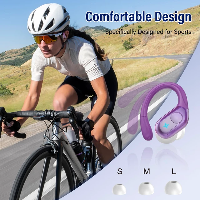 Alt view image 5 of 7 - Bluetooth 5.4 Headphones Wireless Earbuds Sports, 75Hrs Bass Hi-Fi Stereo Over Ear Buds with Earhook, ENC Noise Cancelling Headset, IP-X7 Waterproof Earphones for Running Workout Gym Android iOS