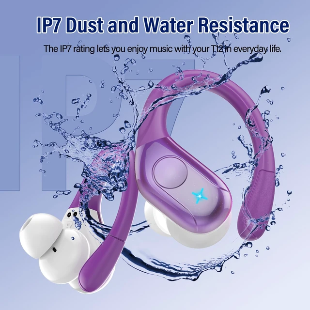 Alt view image 7 of 7 - Bluetooth 5.4 Headphones Wireless Earbuds Sports, 75Hrs Bass Hi-Fi Stereo Over Ear Buds with Earhook, ENC Noise Cancelling Headset, IP-X7 Waterproof Earphones for Running Workout Gym Android iOS