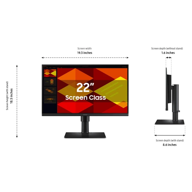 Alt view image 3 of 7 - 22 (S40GD) Borderless Business Monitor with IPS Panel, 100Hz Refresh Rate, Eye Saver Mode, Ergonomic Design, Game Picture Mode, LS22D402GANXGO
