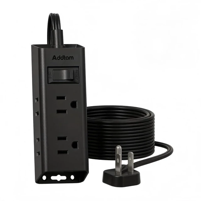 Main image of Flat Plug Power Strip with 6 Outlet Extender, 15 FT Extension Cord Flat Wall Plug with Multiple Outlets, No Surge Protector for Cruise Ship, Travel, Dorm, Home Office, Cruise Essentials, Black