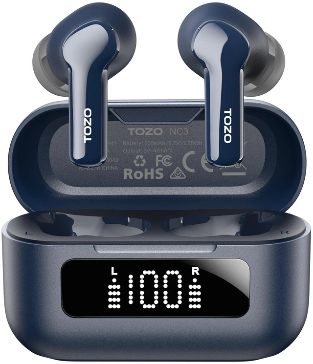 Main image of Hybrid Active Noise Cancelling in Ear Wireless Earbuds, 68H Playtime 6 Mics AI Clear Calls, LED Display, 32 Preset EQs App, Bluetooth 5.3 Headphones, IPX8 Waterproof, Comfort Fit Ear Buds Blue
