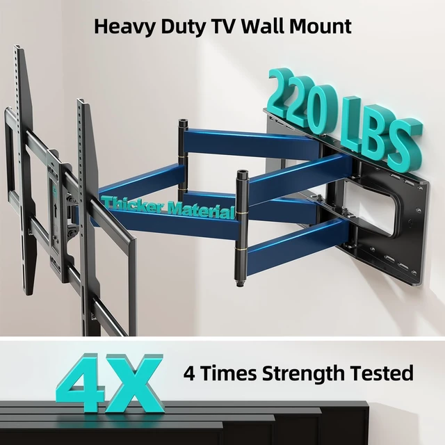 Alt view image 2 of 7 - 98&100 INCH TV Wall Mount,Heavy Duty Full Motion TV Bracket Preassembled, Holds 220lbs Max Load 300KG Overload Test, 30.2 Extension,Swivel & Tilt, Max Vesa 900x600mm, Fits 12-24" Studs