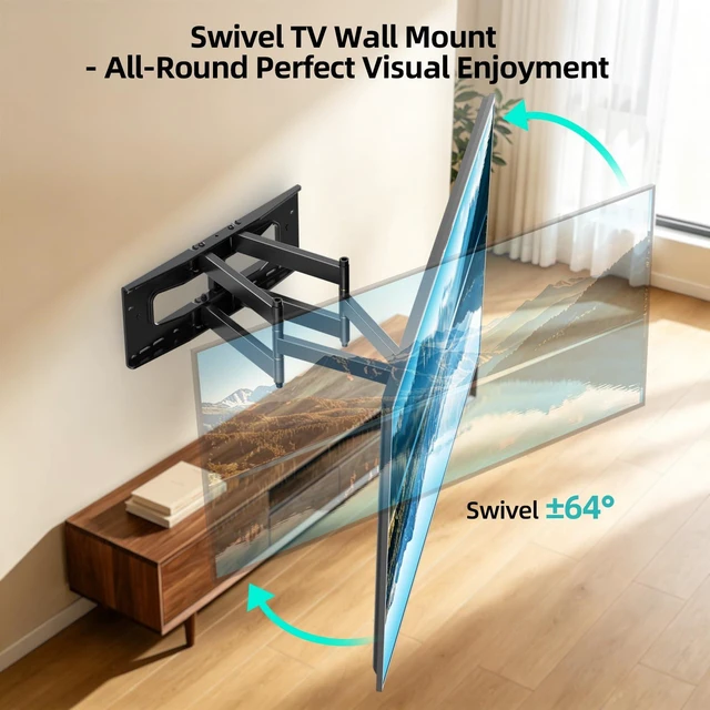 Alt view image 6 of 7 - 98&100 INCH TV Wall Mount,Heavy Duty Full Motion TV Bracket Preassembled, Holds 220lbs Max Load 300KG Overload Test, 30.2 Extension,Swivel & Tilt, Max Vesa 900x600mm, Fits 12-24" Studs