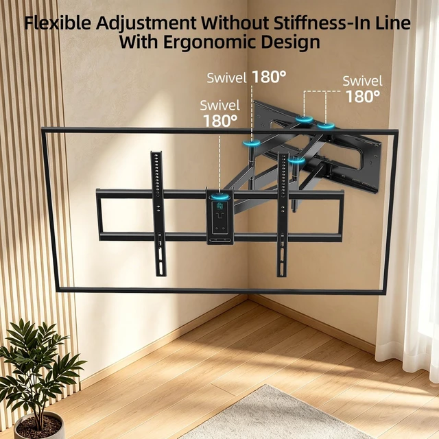 Alt view image 5 of 7 - 98&100 INCH TV Wall Mount,Heavy Duty Full Motion TV Bracket Preassembled, Holds 220lbs Max Load 300KG Overload Test, 30.2 Extension,Swivel & Tilt, Max Vesa 900x600mm, Fits 12-24" Studs
