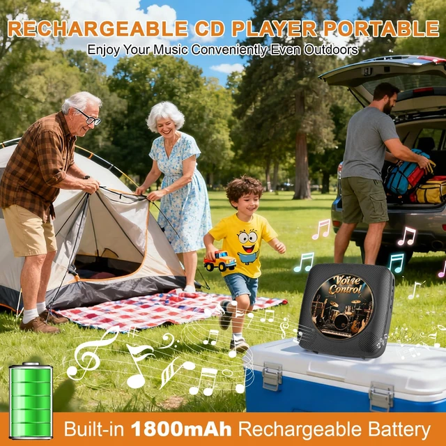 Alt view image 6 of 7 - CD Player Portable Bluetooth: Offline Voice Control CD Players for Home with Remote Voice Control CD Player with Speakers with FM Radio Remote