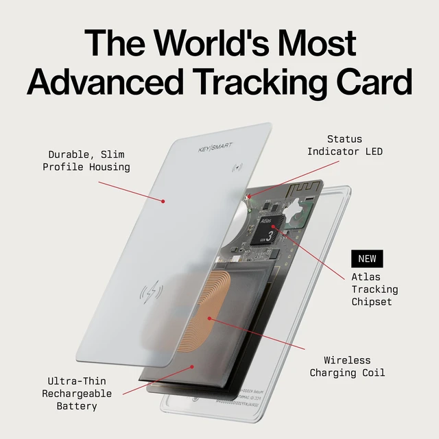 Alt view image 2 of 7 - KeySmart SmartCard Gen 3 Rechargeable Wallet Tracker Card for iPhone and Android MFi-Certified, Compatible with Apple Find My & Google Find, Waterproof, 11-Month Rechargeable Battery, Tracking Card