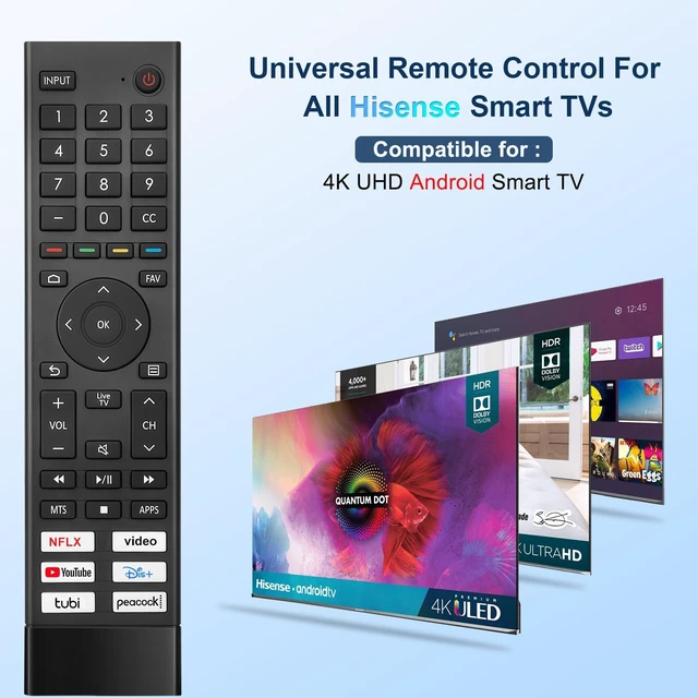 Alt view image 3 of 7 - Replacement for Hisense Smart TV Remote Control Universal for Hisense 4K UHD Android Smart TVs (Not for Fire & Roku TV)
