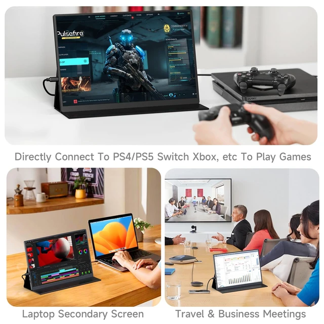 Alt view image 4 of 7 - 16" 2.5K 120Hz Portable Monitor, 2560x1600 HDR IPS Display, QHD 100% sRGB, USB-C & HDMI, Eye Care External Second Screen, for Laptop/PC/Phone/PS4/5/Xbox/Switch