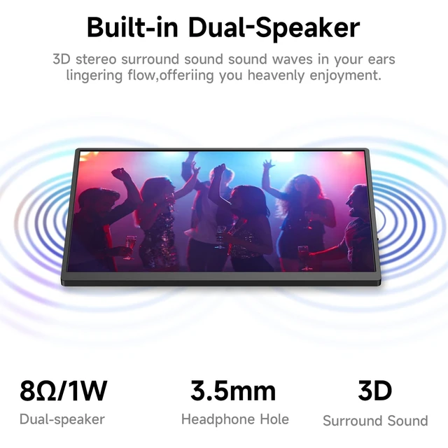 Alt view image 5 of 7 - 16" 2.5K 120Hz Portable Monitor, 2560x1600 HDR IPS Display, QHD 100% sRGB, USB-C & HDMI, Eye Care External Second Screen, for Laptop/PC/Phone/PS4/5/Xbox/Switch