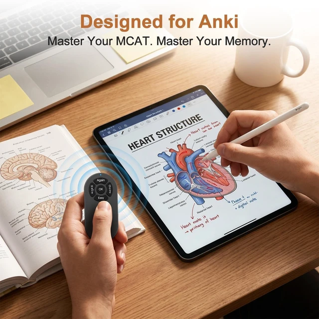 Alt view image 2 of 7 - Remote for Anki,No Remap,Compatible with Mac,PC,iOS,Android,Black Screen-Matched Button Labels, Fast Pair, No Add-ons, For Mac/iPad/iPhone/Android/Windows, Portable Design
