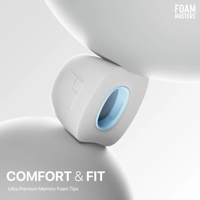 Alt view image 4 of 7 - Foam Masters Ultra-Premium Memory Foam Ear Tips for AirPods Pro 1st & 2nd Gen 3 Pairs New Ver. Secure Fit Super Comfort Better Noise Cancel Replacement Buds (Medium, White)