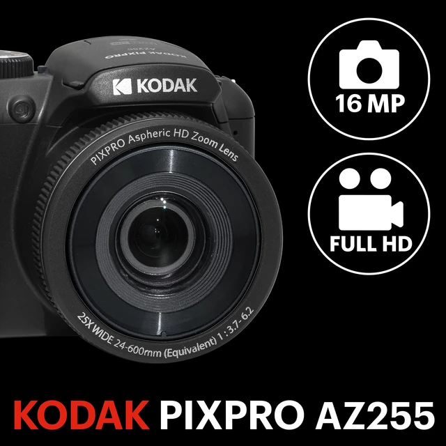 Alt view image 2 of 7 - PIXPRO AZ255 16MP Digital Camera, 25x Optical Zoom, AA, OIS, Black 1080p Full HD Video, 24mm Wide Angle Lens, 3 Inch LCD, Optical Image Stabilization, Vlogging Camera, Bridge Camera