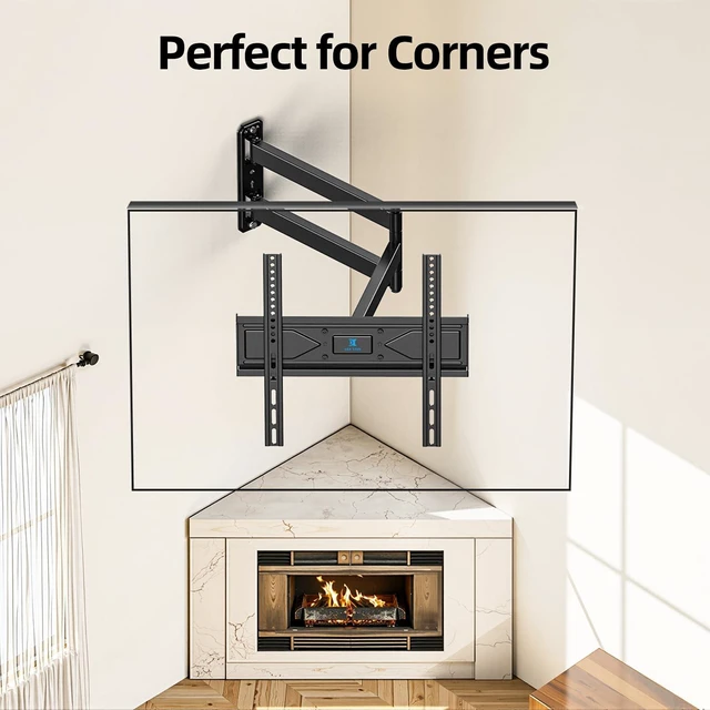 Alt view image 7 of 7 - Corner TV Wall Mount Long Arm Full Motion for 42 50 55 65 inch TVs UL Listed, Fit 32-70" TV, Hold 80lbs, Swivel 180°, Tilt +5/-12°, Level +/-4°, 32" Arm Extension, VESA400x400mm, Single Stud