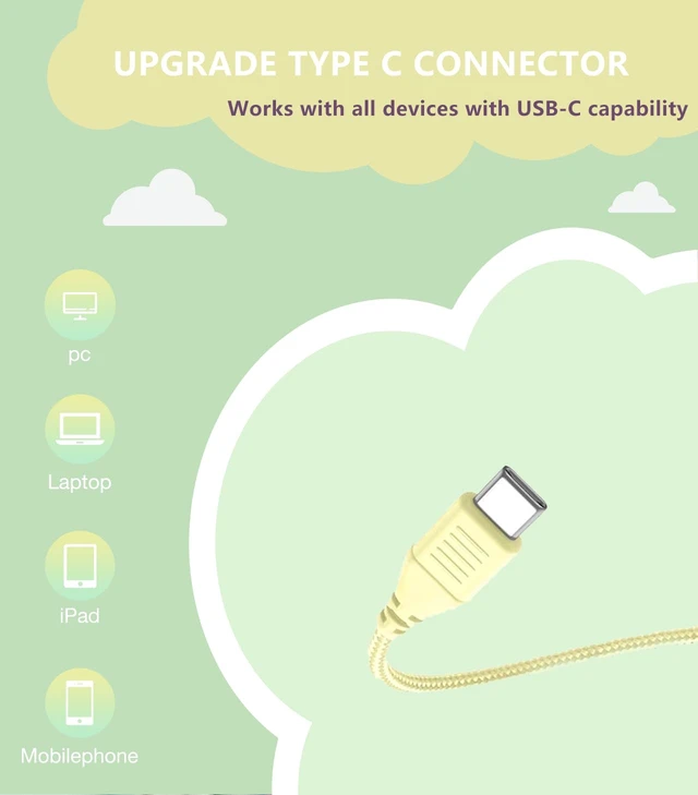Alt view image 2 of 6 - USB Type C Kids Headphone for School, 94dB Safe Volume Limited, Foldable Stereo Sound Tangle-Free Type C Cord, On-Ear Headphones for Boys/Girls/Students/Tablet/Travel(Gradient Green)