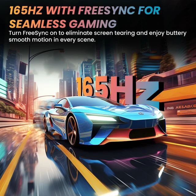Alt view image 2 of 7 - 34 Inch Ultrawide Gaming Monitor, 165Hz UWQHD 4K Flat Screen FreeSync, PIP/PBP Mode, Dual HDMI 2.0 & DP 1.4, VESA, Assist Crosshair