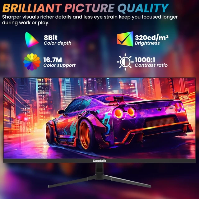 Alt view image 5 of 7 - 34 Inch Ultrawide Gaming Monitor, 165Hz UWQHD 4K Flat Screen FreeSync, PIP/PBP Mode, Dual HDMI 2.0 & DP 1.4, VESA, Assist Crosshair