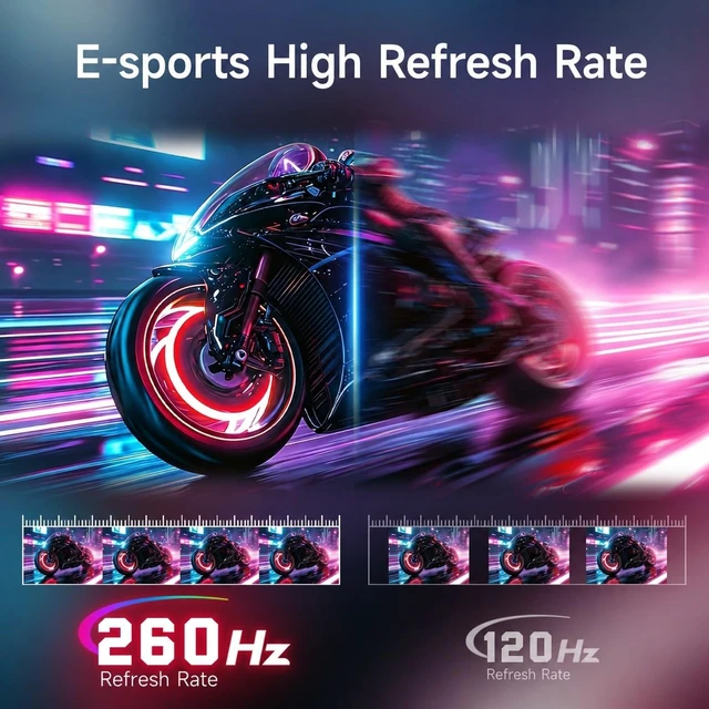 Alt view image 2 of 7 - 24" 260Hz 240Hz Gaming Monitor, 1080p Monitor, Adaptive Sync FHD Computer Monitor, 120% sRGB, 2ms, HDMI 2.1, DP 1.4 Ports, VESA, 3-Sided Frameless, Ultra Slim, Eye Care, 3000:1 Contrast