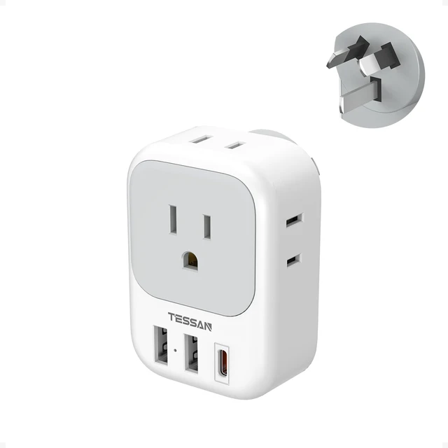 Main image of US to Australia Plug Adapter Type I Travel Adaptor 4 American Outlets, 3 USB Ports (1 USB C 20W), For USA to Australian Argentina China Fiji Samoa, New Zealand Power Adapter