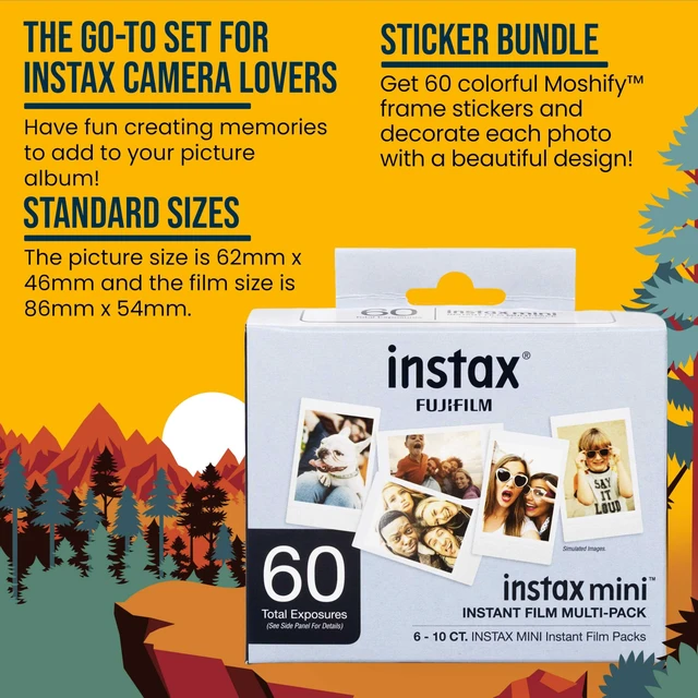 Alt view image 5 of 7 - Instax Mini Film 6 Ten Packs Bundled with 60 Moshify Sticker Frame