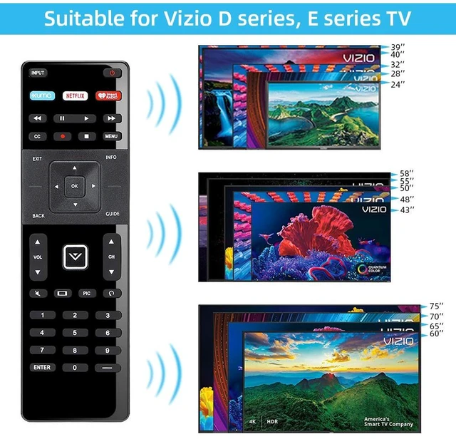 Alt view image 3 of 7 - Replacement Remote for Vizio Smart TV Remote XRT-122 and Vizio Smart TV 4K UHD HDR HDTV SmartCast Internet D E Series LED LCD 24 28 32 39 40 43 48 50 55 58 60 65 70 inch TV