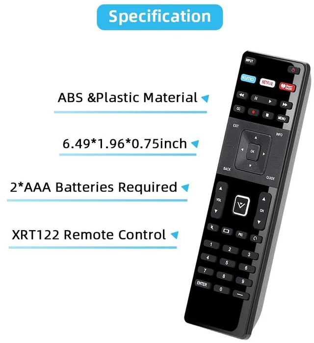 Alt view image 7 of 7 - Replacement Remote for Vizio Smart TV Remote XRT-122 and Vizio Smart TV 4K UHD HDR HDTV SmartCast Internet D E Series LED LCD 24 28 32 39 40 43 48 50 55 58 60 65 70 inch TV