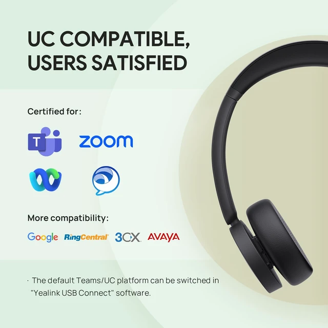 Alt view image 3 of 7 - BH70 Dual Wireless Headset with Mic for Work, Bluetooth Headphone with Teams Certification, up to 35h Talk Time, 147g All-Day Wearing Comfort, Perfect for Open Office Home Hybrid Work
