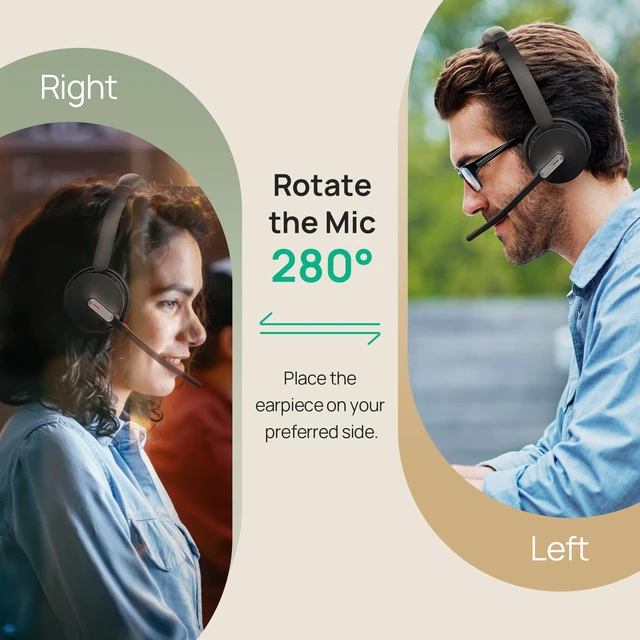 Alt view image 5 of 7 - BH70 Dual Wireless Headset with Mic for Work, Bluetooth Headphone with Teams Certification, up to 35h Talk Time, 147g All-Day Wearing Comfort, Perfect for Open Office Home Hybrid Work
