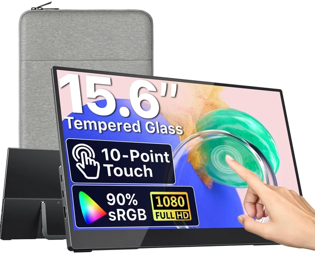 Main image of Portable Monitor for Laptop, IPS USB-C HDMI Travel Second Monitor for MacBook Pro Air, PC, PS5, Xbox, Portable Second Screen, Built-in Kickstand, Speakers, VESA Mountable, 15.6