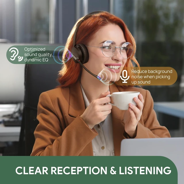 Alt view image 6 of 7 - BH70 Dual Wireless Headset with Mic for Work, Bluetooth Headphone with Teams Certification, up to 35h Talk Time, 147g All-Day Wearing Comfort, Perfect for Open Office Home Hybrid Work