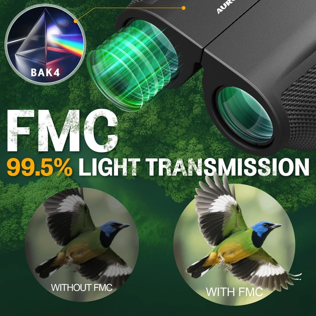 Alt view image 4 of 7 - 12x32 Compact Binoculars for Adults - Small Binoculars with FMC Lens & BAK4 Prism - Wide 273ft/1000yds Field of View - Easy Focus Binos for Bird Watching Traveling Gifts for Men Women