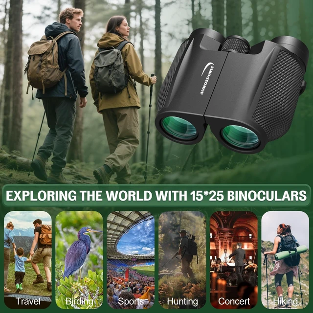 Alt view image 7 of 7 - 12x32 Compact Binoculars for Adults - Small Binoculars with FMC Lens & BAK4 Prism - Wide 273ft/1000yds Field of View - Easy Focus Binos for Bird Watching Traveling Gifts for Men Women