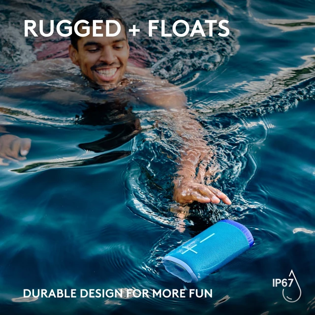 Alt view image 6 of 7 - EVERBOOM Wireless Bluetooth Portable Speaker - Cobalt Blue Big bass, immersive 360-degree sound, floatable waterproof, up to 20-hour battery, 180 ft (55 m) range