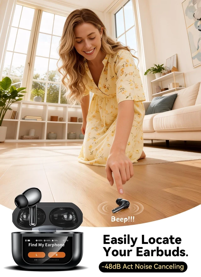 Alt view image 5 of 7 - Wireless Earbuds, Smart Touchscreen Ear Buds, ANC Headphones, Bluetooth 5.4