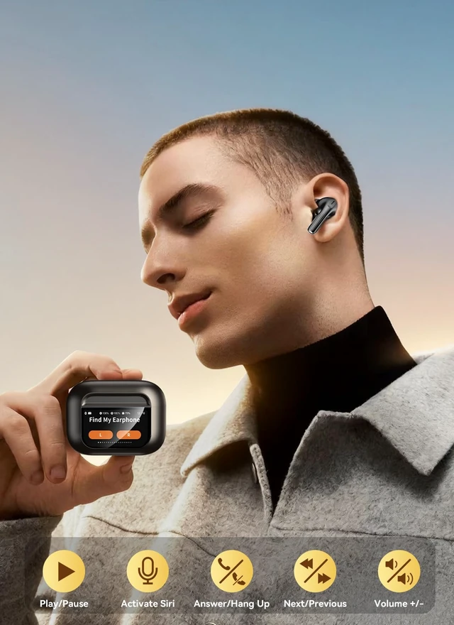 Alt view image 7 of 7 - Wireless Earbuds, Smart Touchscreen Ear Buds, ANC Headphones, Bluetooth 5.4