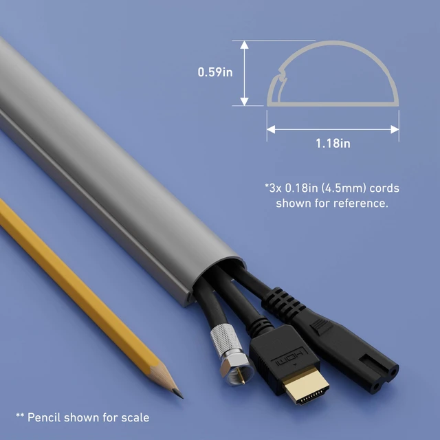 Alt view image 4 of 7 - 157in Cord Cover Kit, Self-Adhesive Wire Hiders, Cable Raceway to Hide Wires on Wall, Electrical Cable Management - 10x 15.7 Lengths & 19 Accessories - 1.18" (W) x 0.59" (H) - Gray