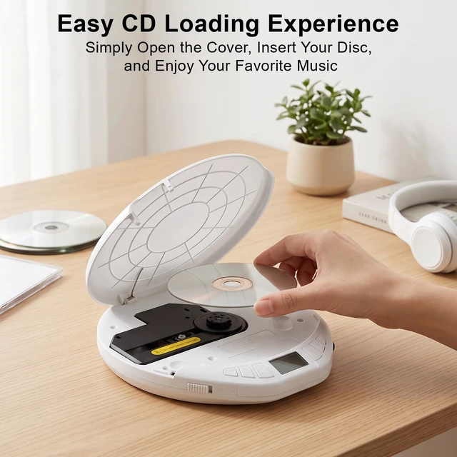 Alt view image 3 of 7 - CD Player Portable with Earphones, CD Discman AUX Cable for Car Home Personal Discman CD player,PROG memory, CD-R/RW MP3/WMA, Anti-skip shockproof protection, A-B repeat,LCD display